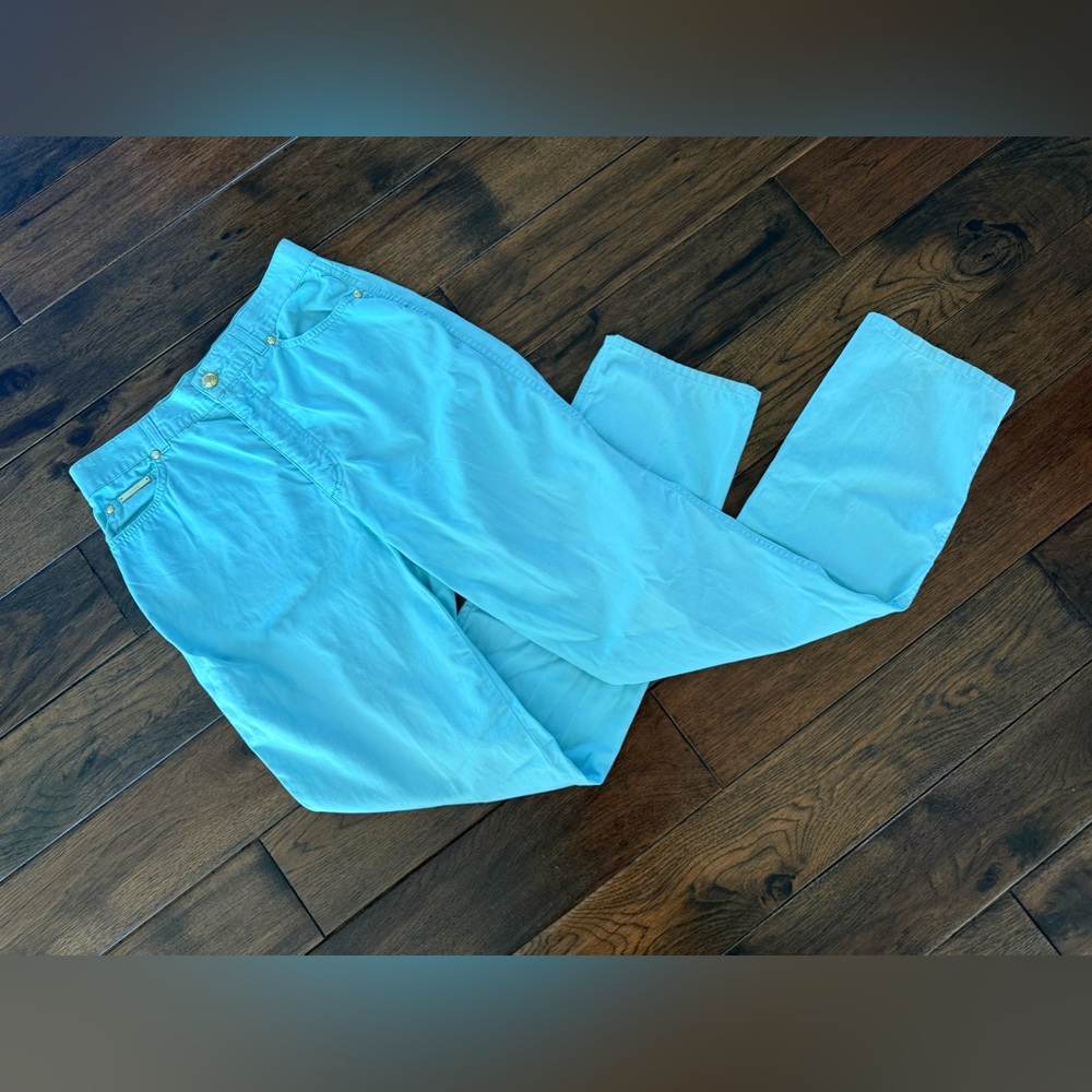 Vintage ESCADA Italy COTTON Aqua PANTS Luxury